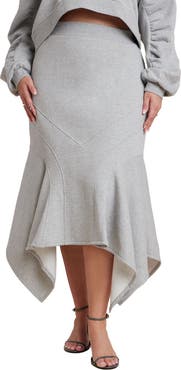 ELOQUII Seam Detail Trumpet French Terry Skirt
