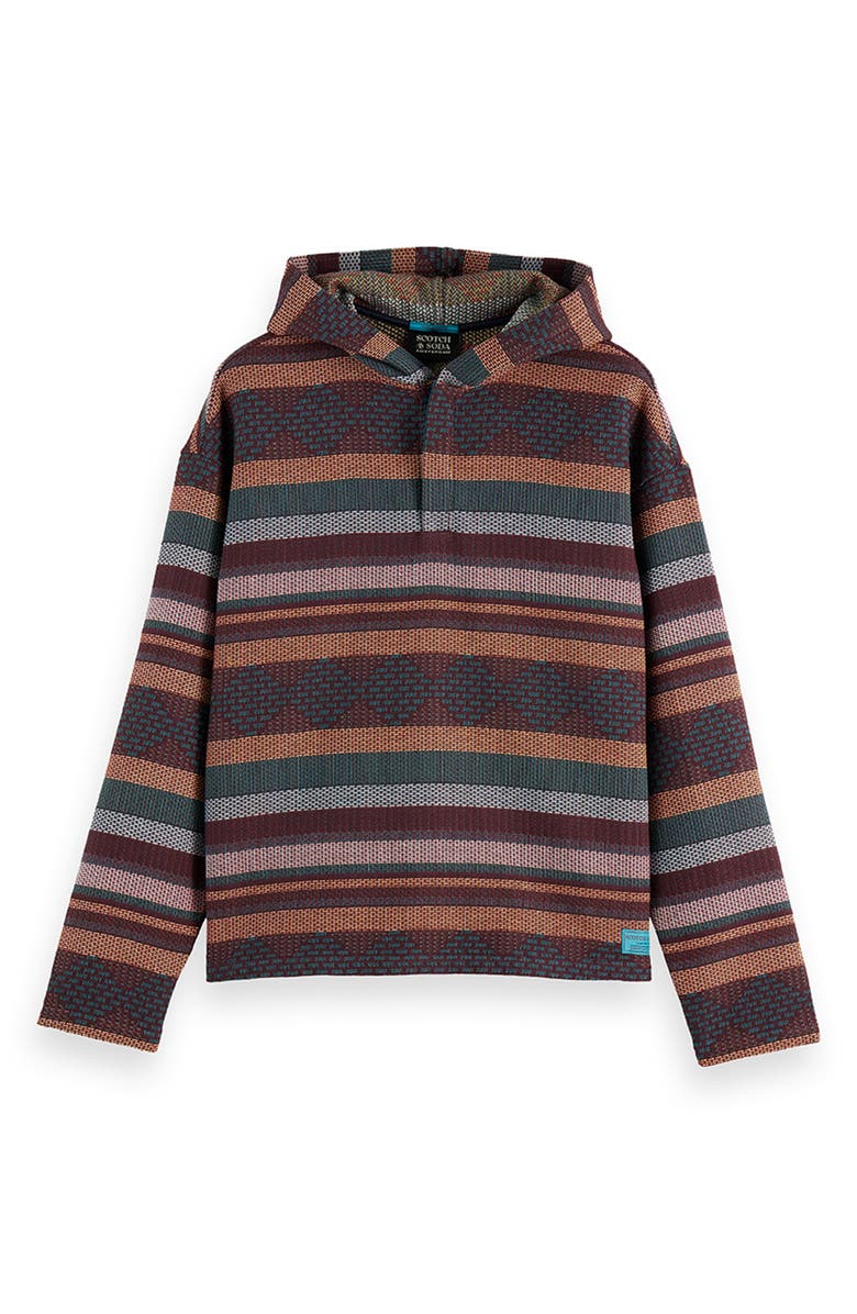 Scotch & Soda Relaxed Fit Stripe Jacquard Hoodie, Alternate, color, Pixel Stripe Jacquard