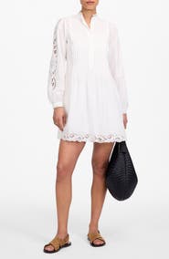 Madewell Pintuck Eyelet Long Sleeve Minidress