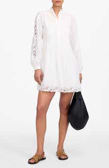Madewell Pintuck Eyelet Long Sleeve Minidress