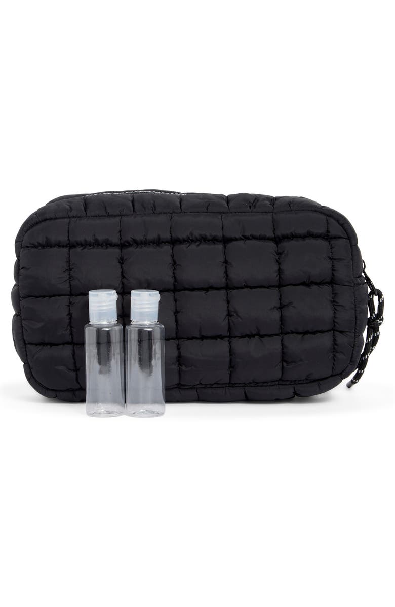 URBAN EXPRESSIONS HANDBAGS Quilted Nylon Cosmetic Pouch, Alternate, color, Black