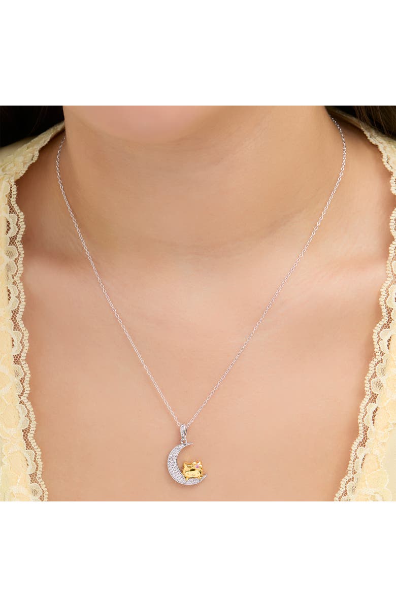 Hello Kitty On the Moon Sapphire Pendant Necklace, 18", Alternate, color, Silver/Gold
