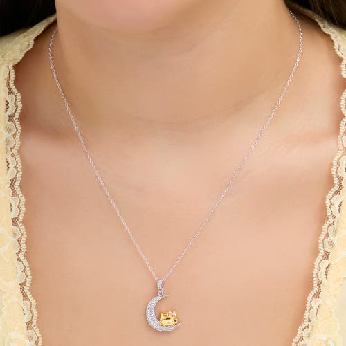 Hello Kitty On The Moon Sapphire Pendant Necklace, 18" In Metallic