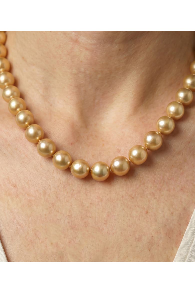 12-14mm Golden South Sea Oval Pearl Necklace - Premier AAAA Quality, Alternate, color, Yellow Gold Clasp