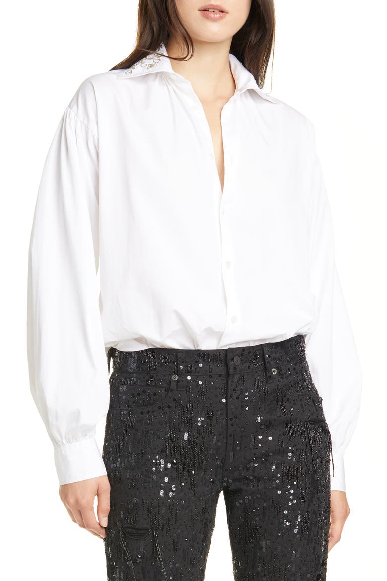 Balloon Sleeve Shirt, Main, color, WHITE