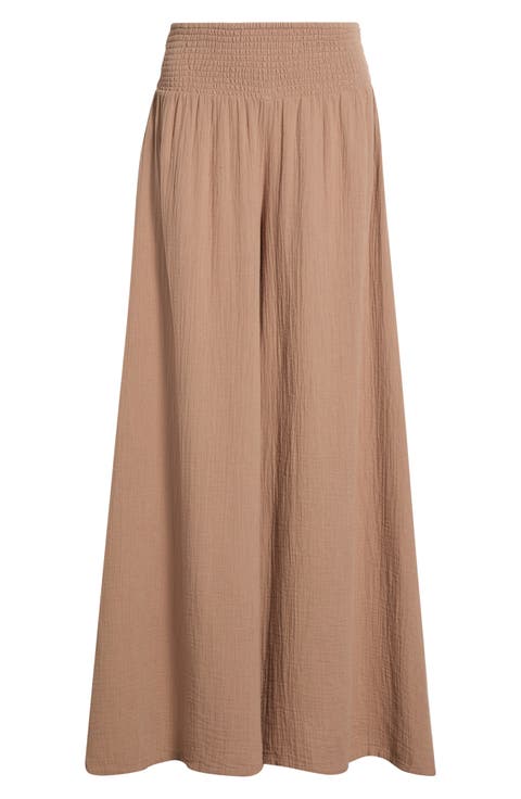 Smocked Waist Cover-Up Palazzo Pants