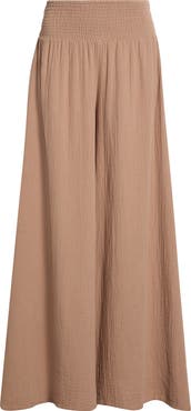 Elan Smocked Waist Cover-Up Palazzo Pants