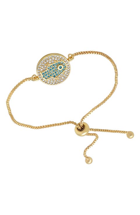 18k Gold Plated Hamsa Slider Bracelet