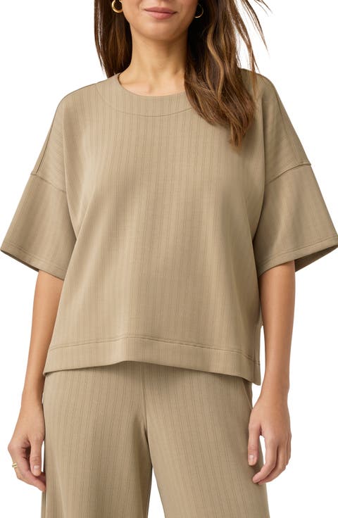 x @cellajaneblog Oversize Rib Scuba Knit T-Shirt