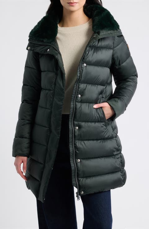 Dalea Faux Fur Collar Longline Puffer Jacket