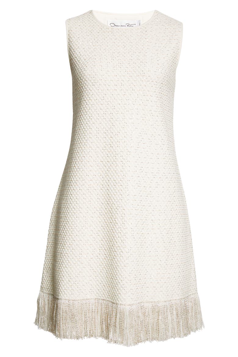 Fringe Sequin Tweed Minidress, Alternate, color, IVORY/ GOLD