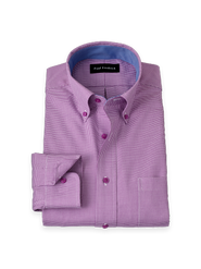 Paul Fredrick Cotton Buttondown Collar Twill Slim Contrast Trim Button Cuff Long Sleeve Shirt