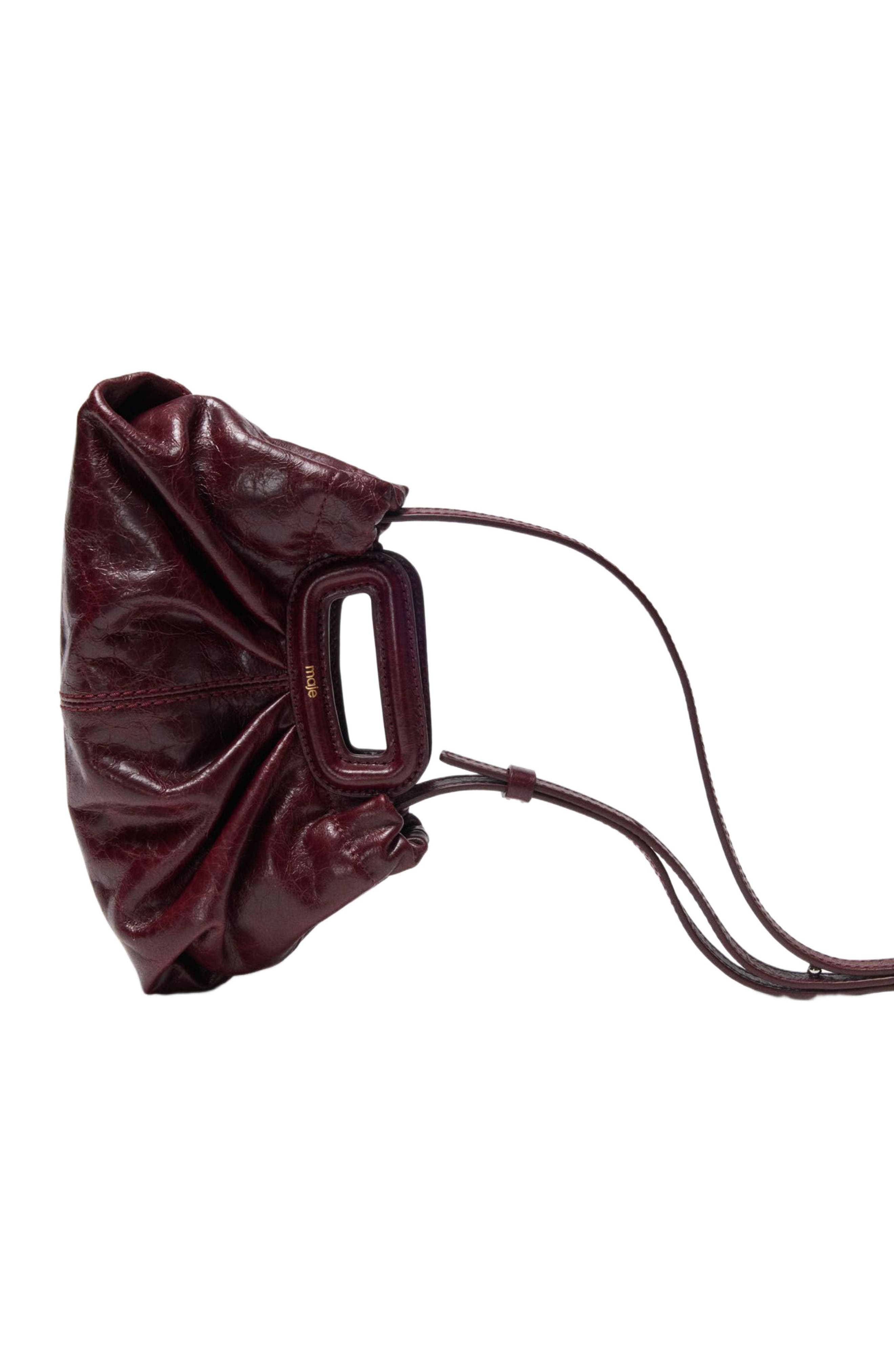 Crackled leather Milpli mini Clutch, Alternate, color, Burgundy