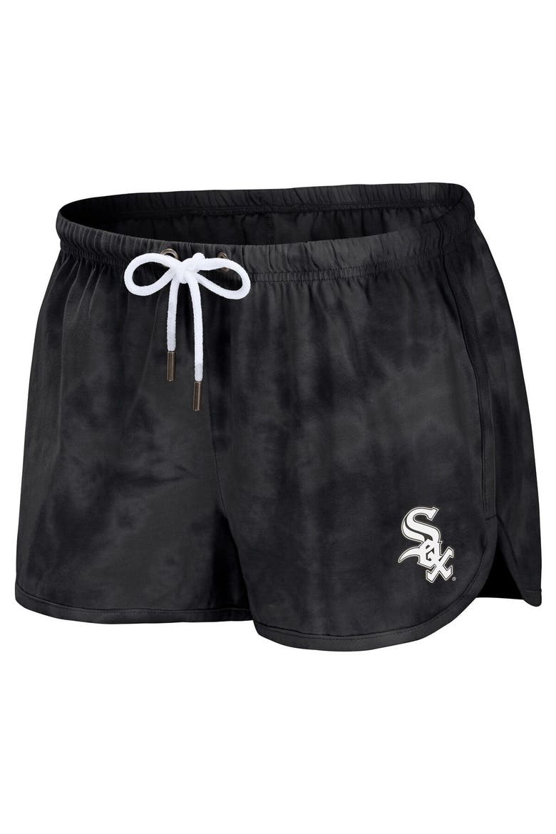 Women's WEAR by Erin Andrews Black Chicago White Sox Tie-Dye Cropped Pullover Sweatshirt & Shorts Lounge Set, Alternate, color, Black