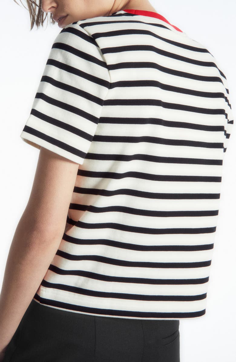 COS The Clean Cut Stripe Cotton T-Shirt, Alternate, color, 