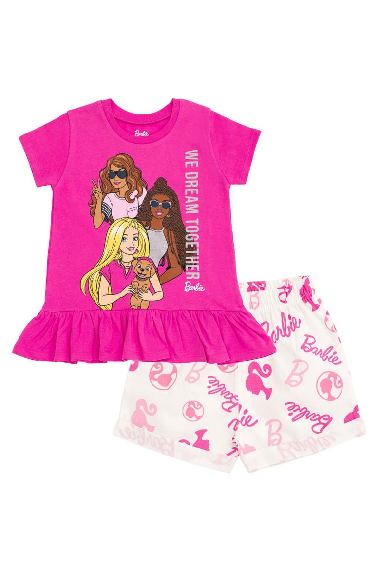 T-Shirt & Woven Shorts Set, Main, color, Hot Pink, We Dream Together