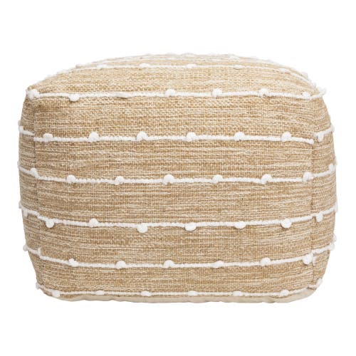 Northlight Woven Cotton Textured Stripe Square Pouf