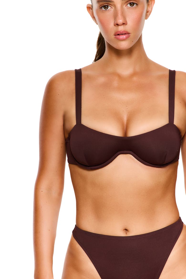 Vacay Mode Underwire Bikini Top Swimsuit, Alternate, color, Brown