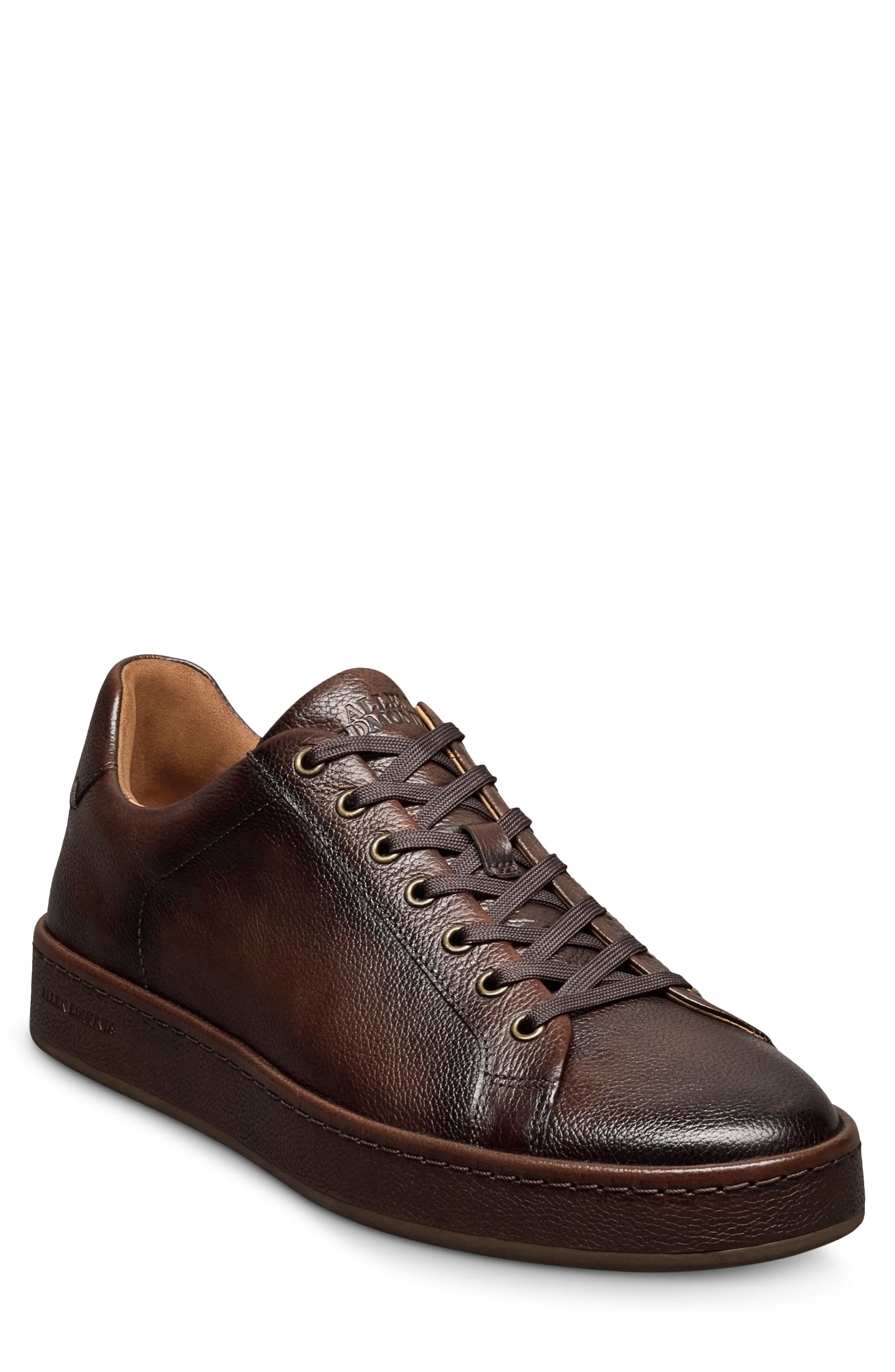 Barnes Leather Sneaker, Main, color, DARK BROWN GRAIN
