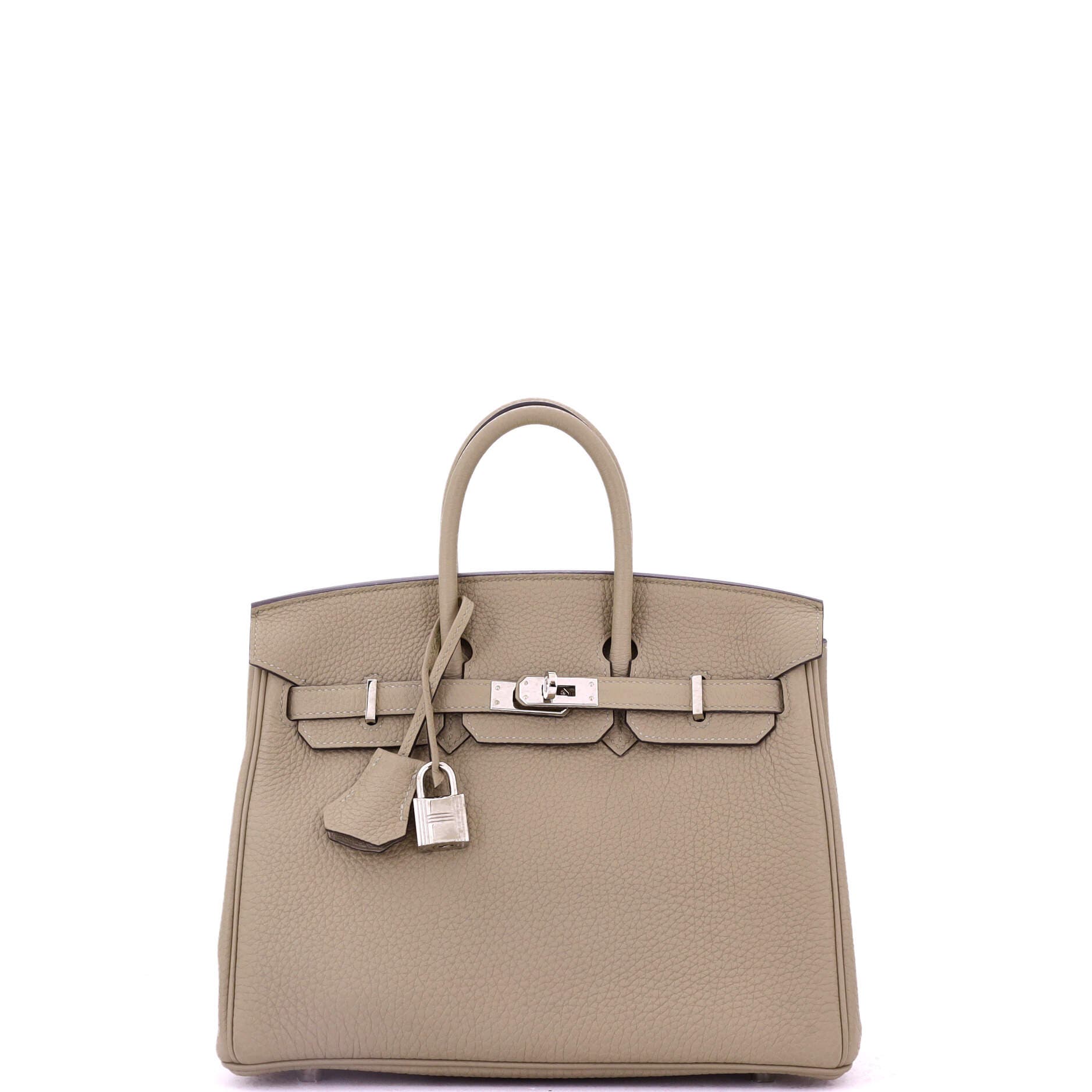 Pre-Owned Hermes Birkin Handbag Light Togo with Palladium Hardware 25, Main, color, Beige Marfa