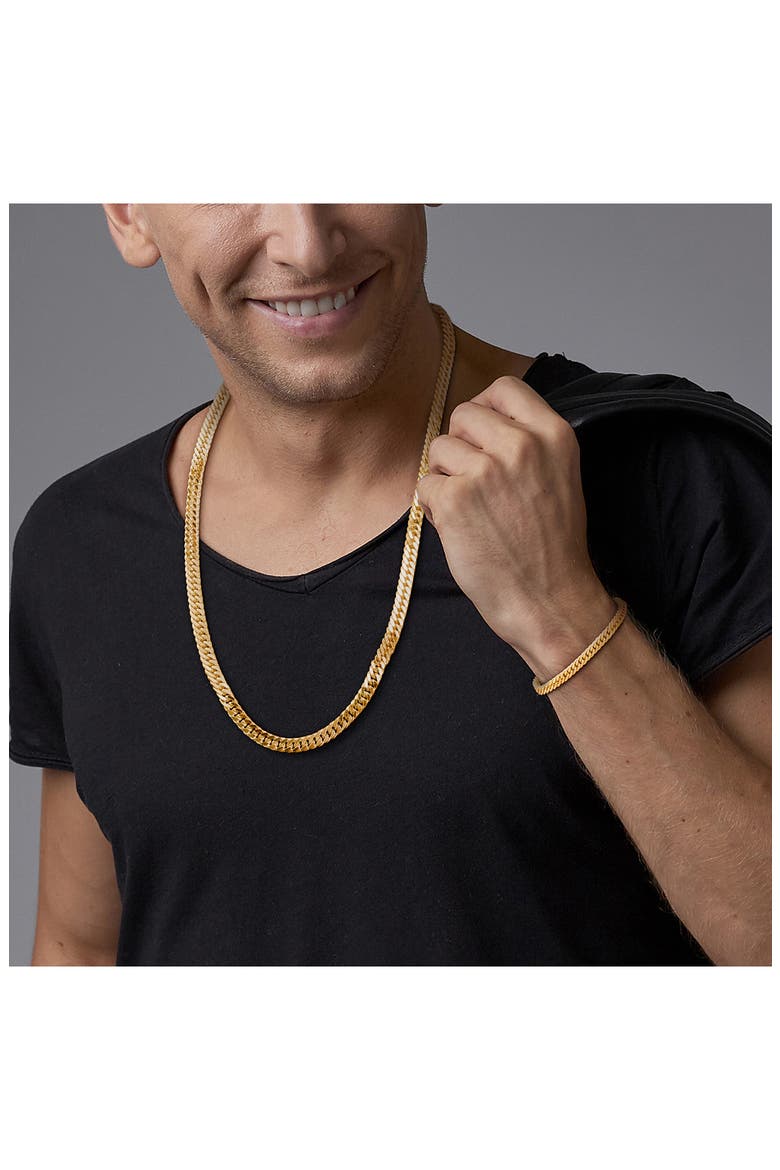 5.5mm Double Curb Link Chain Necklace & Bracelet Set, Alternate, color, YELLOW
