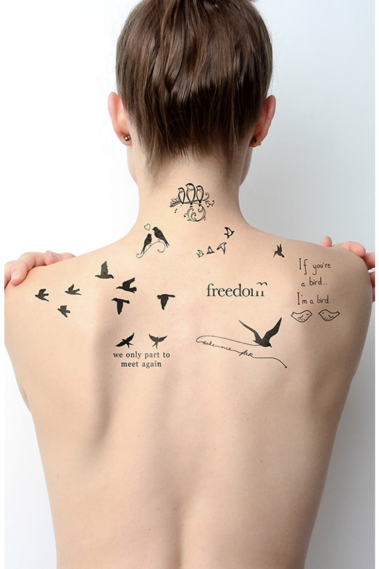 'Bird Is the Word' Temporary Tattoos, Alternate, color, NO COLOR