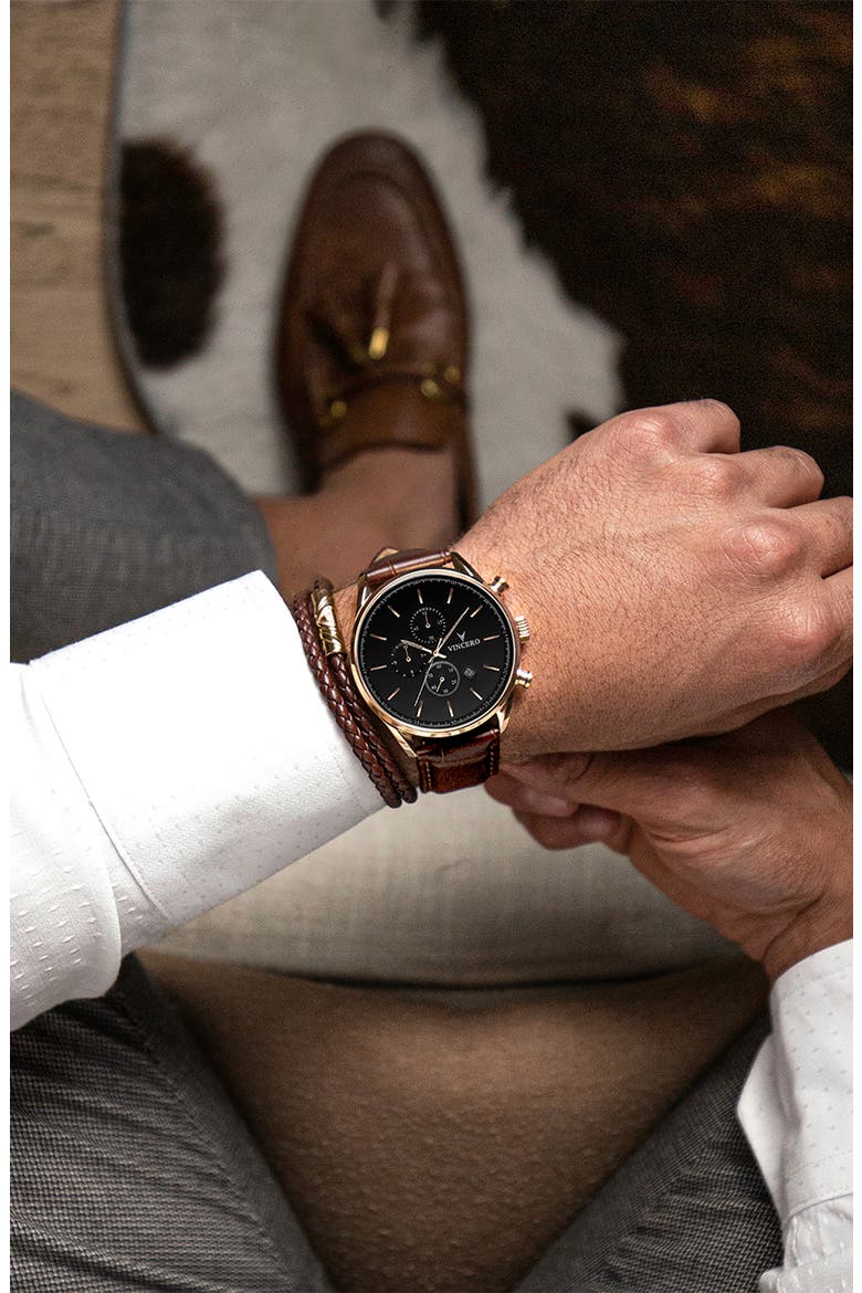 The Chrono S2 Chronograph Leather Strap Watch, 43mm, Alternate, color, ROSE GOLD