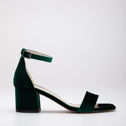 Forever & Always Shoes Women's Iva - Green Velvet Low Heel Sandals In Emerald Green Velvet