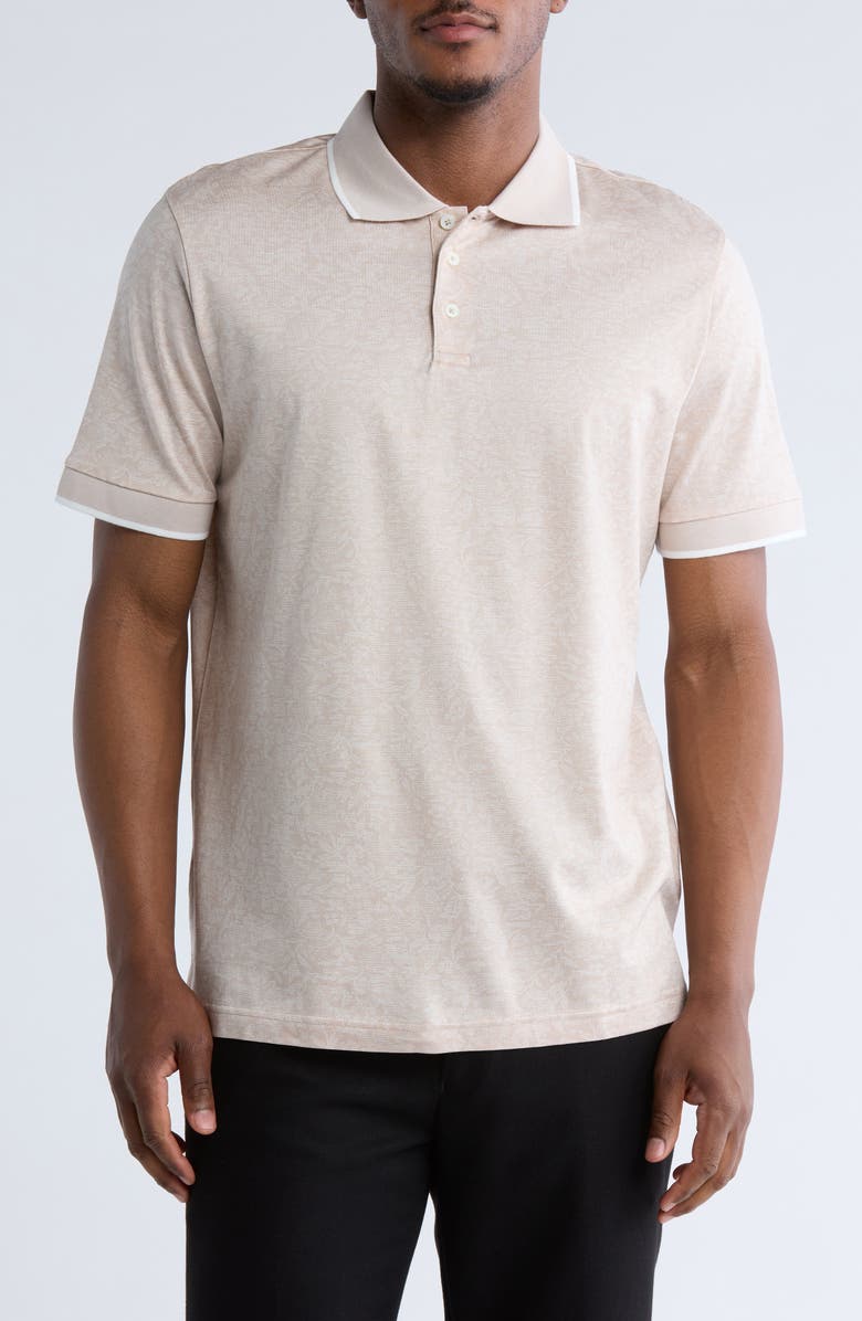 Bugatchi Floral Cotton & Linen Jacquard Polo, Main, color, 