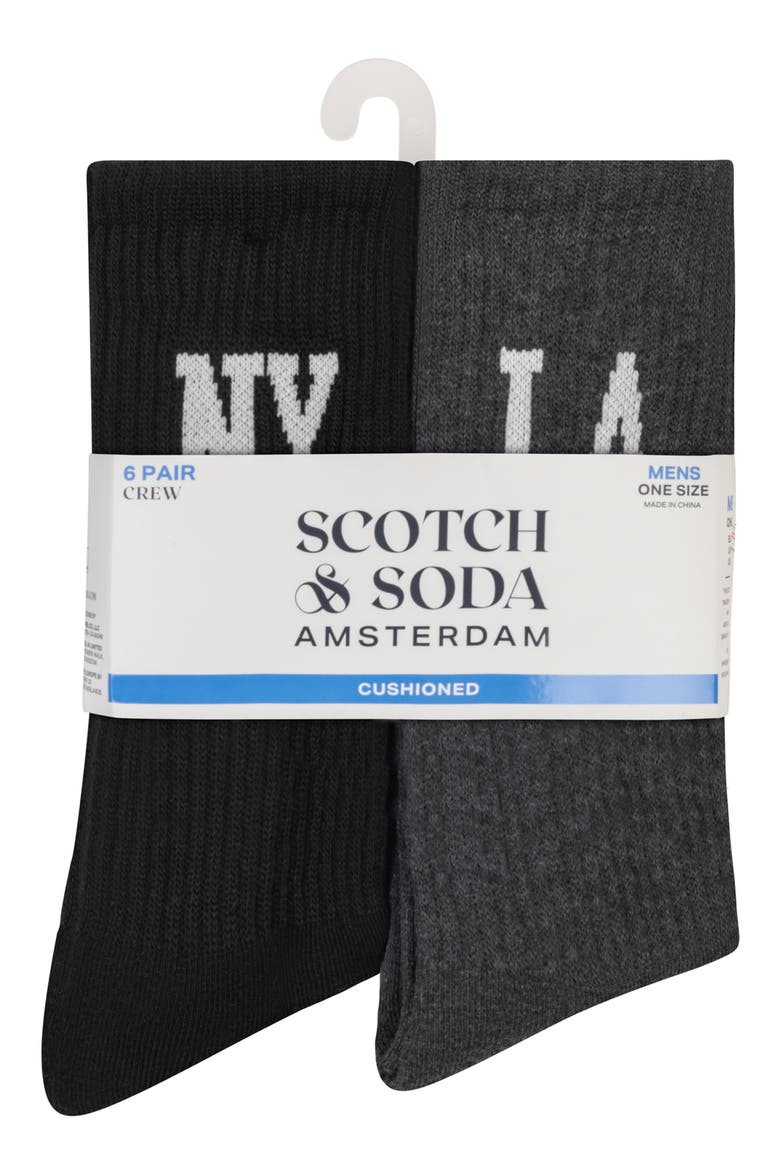 6-Pack Cushioned Terry Crew Socks, Alternate, color, BLACK