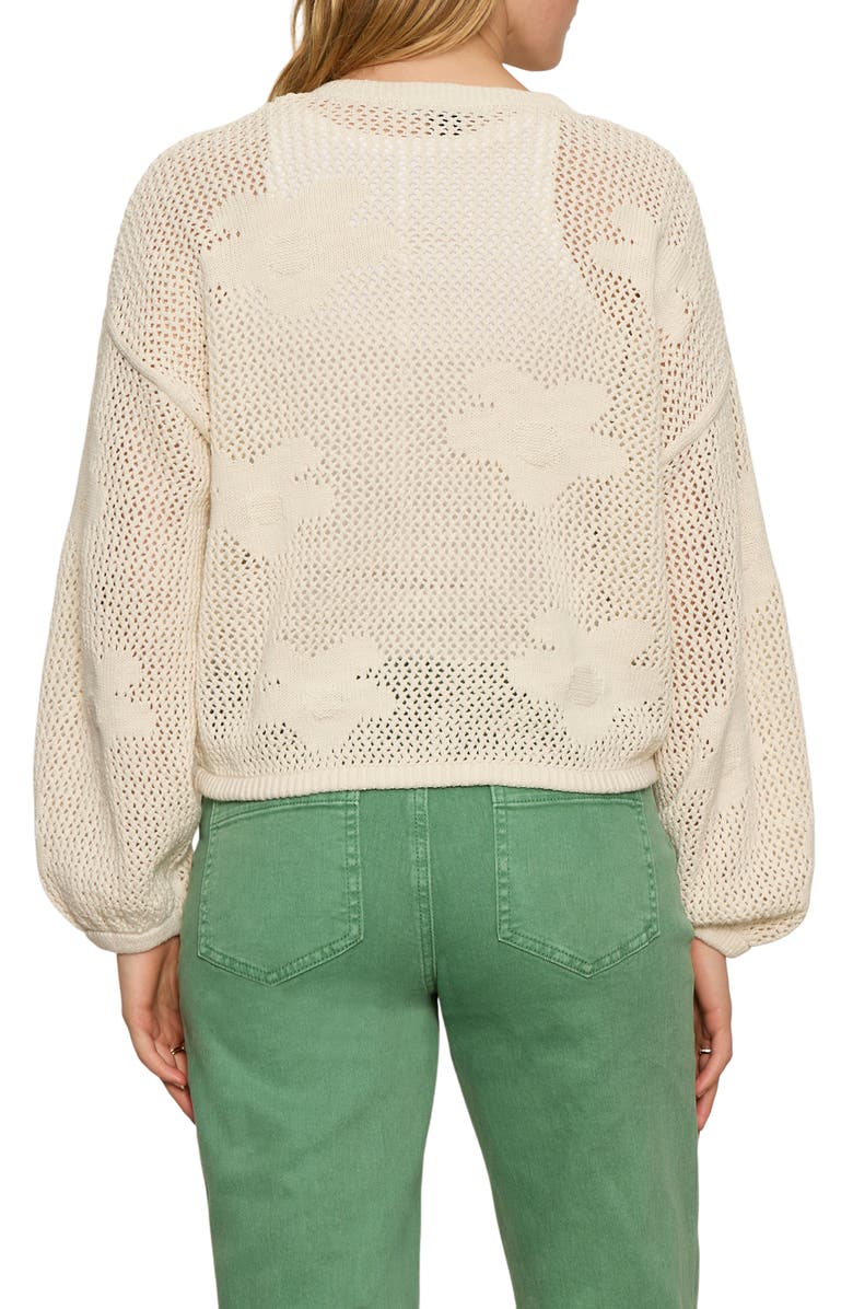 Sanctuary Daily Escape Flower Knit Front Zip Sweater, Alternate, color, Collagen White