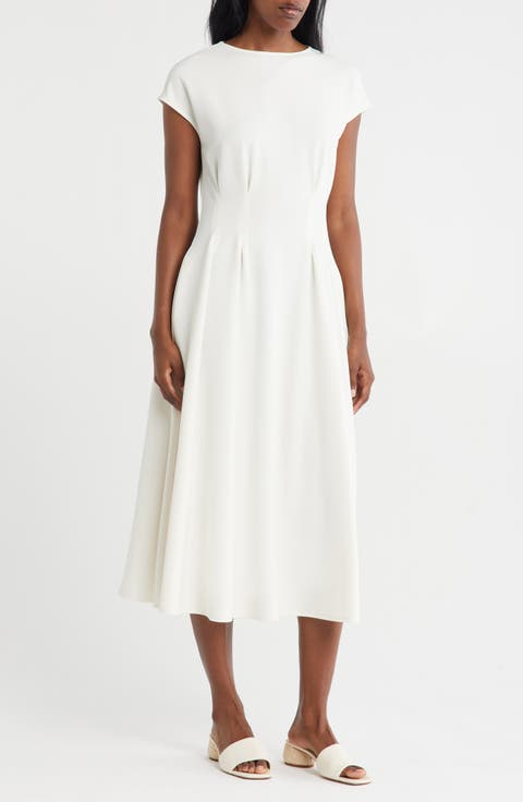 Pleated Waist Knit A-Line Dress