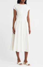 NORDSTROM RACK Pleated Waist Knit A-Line Dress