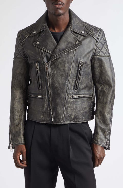 Sunflower Back Leather Biker Jacket
