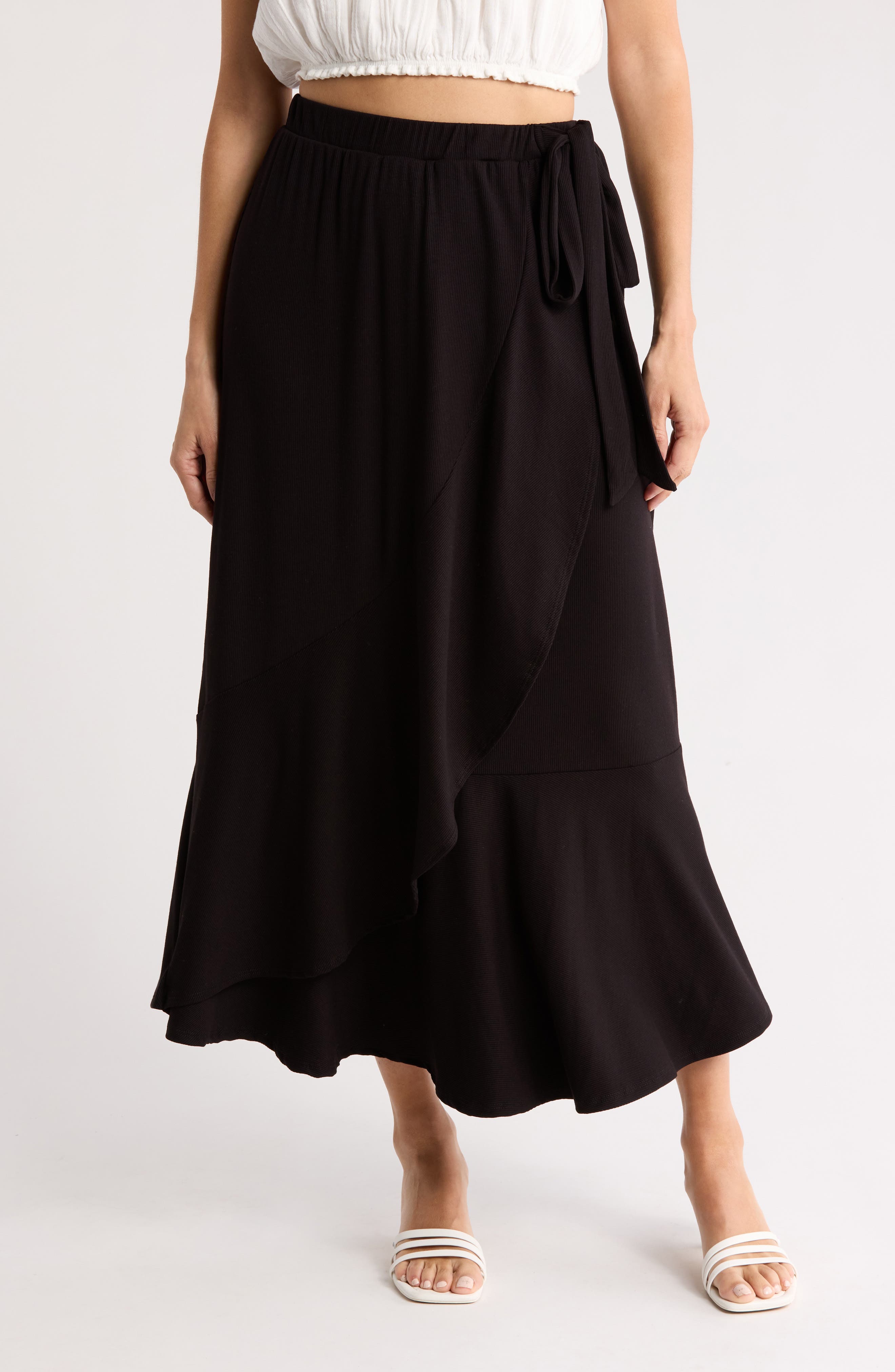 GO COUTURE Wrap Midi Skirt