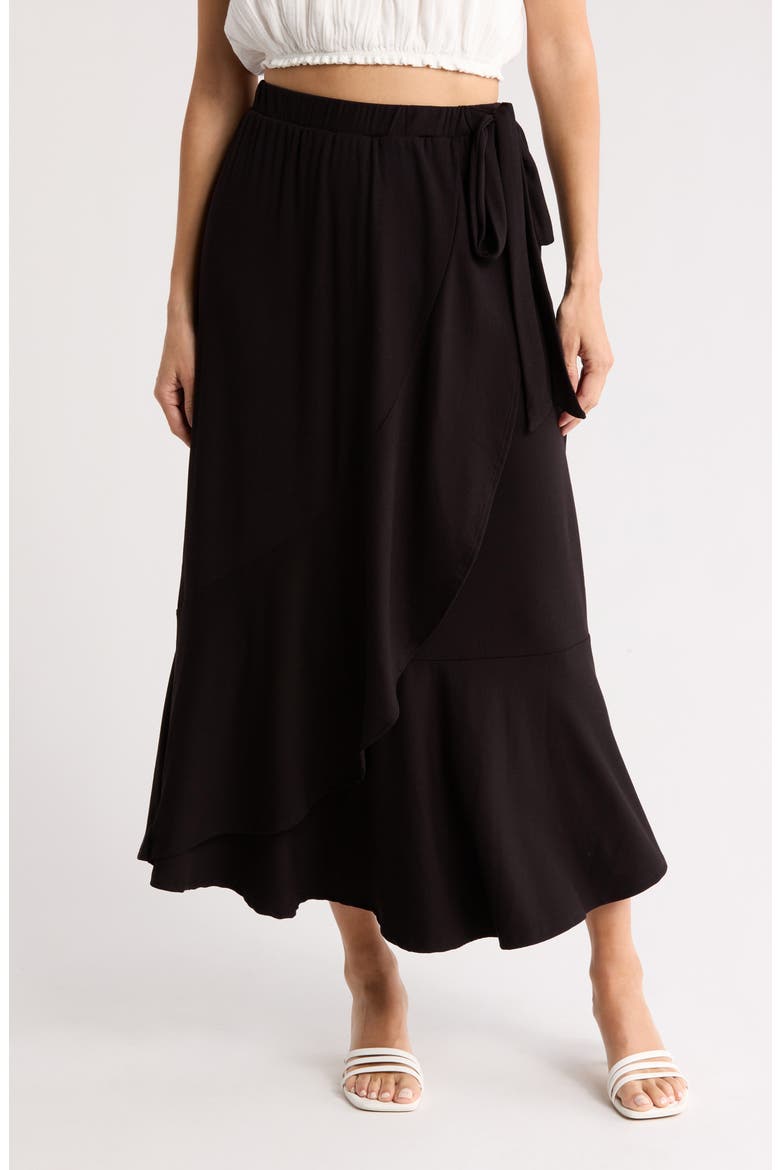 Wrap Midi Skirt, Main, color, BLACK