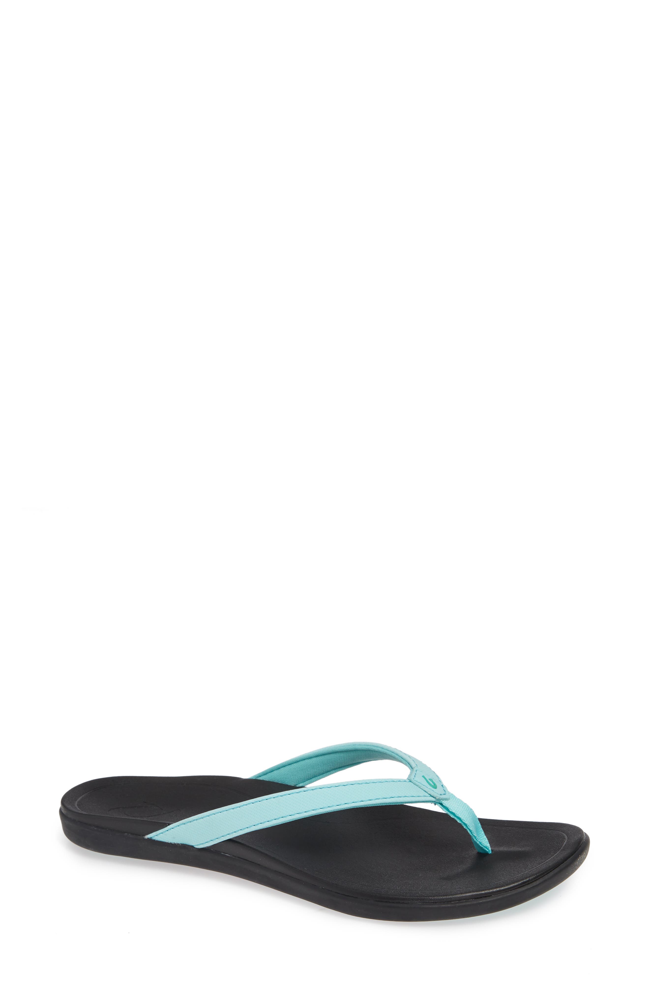 Ho Opio Flip Flop, Main, color, LAGOON/ BLACK FABRIC
