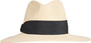 Bruno Magli Ribbon Trim Straw Fedora