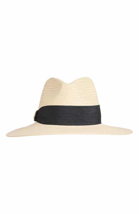 Bruno Magli Ribbon Trim Straw Fedora