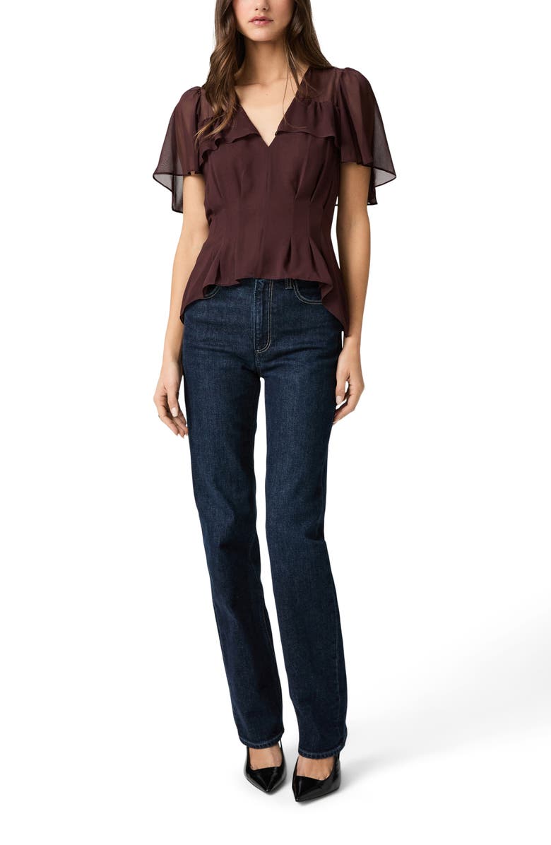 PAIGE Willa Ruffle Chiffon Top, Alternate, color, Aubergine
