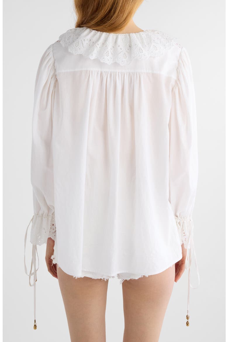 Ruffle Cotton Voile Top, Alternate, color, ICONIC MILK
