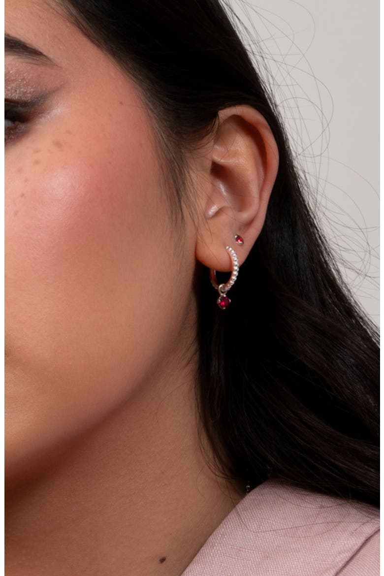 3mm Ruby Dewdrop Studs, Alternate, color, Sterling Silver