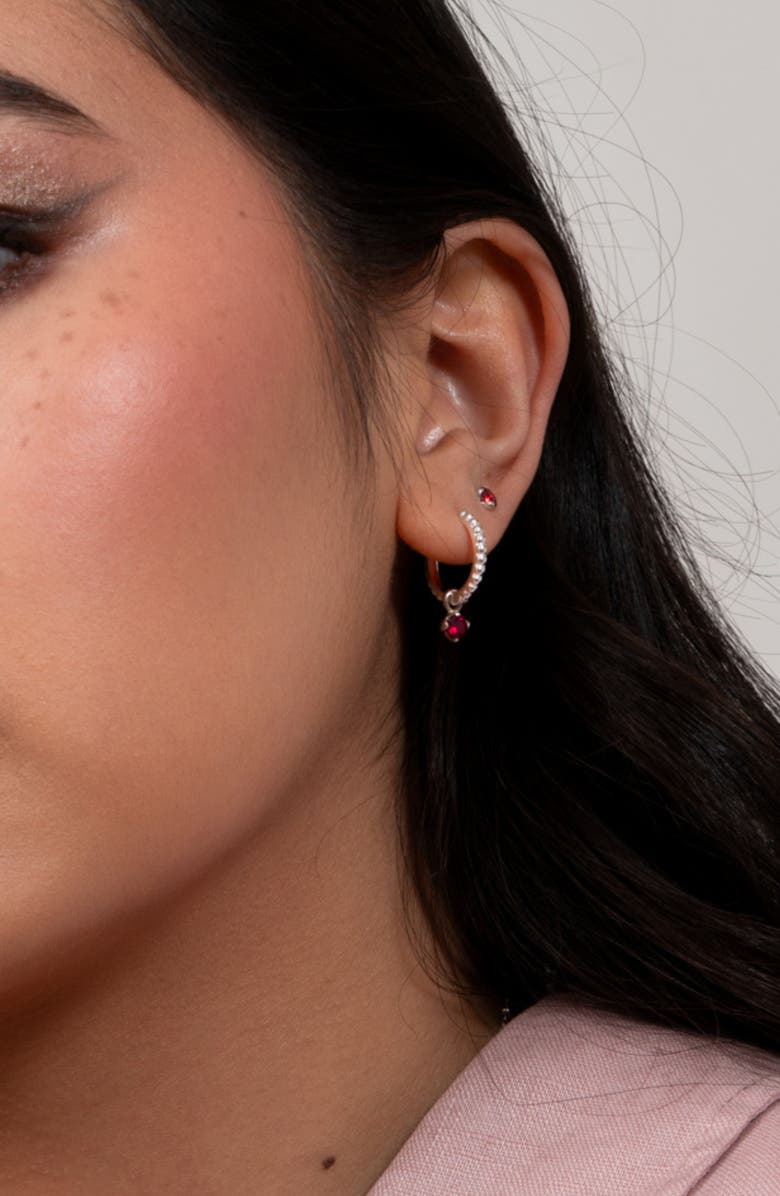 Dower & Hall 3mm Ruby Dewdrop Studs, Alternate, color, Sterling Silver