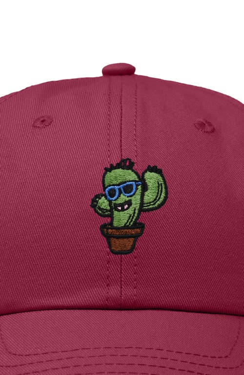 Dalix Cactus Embroidered Casual Cap In Maroon
