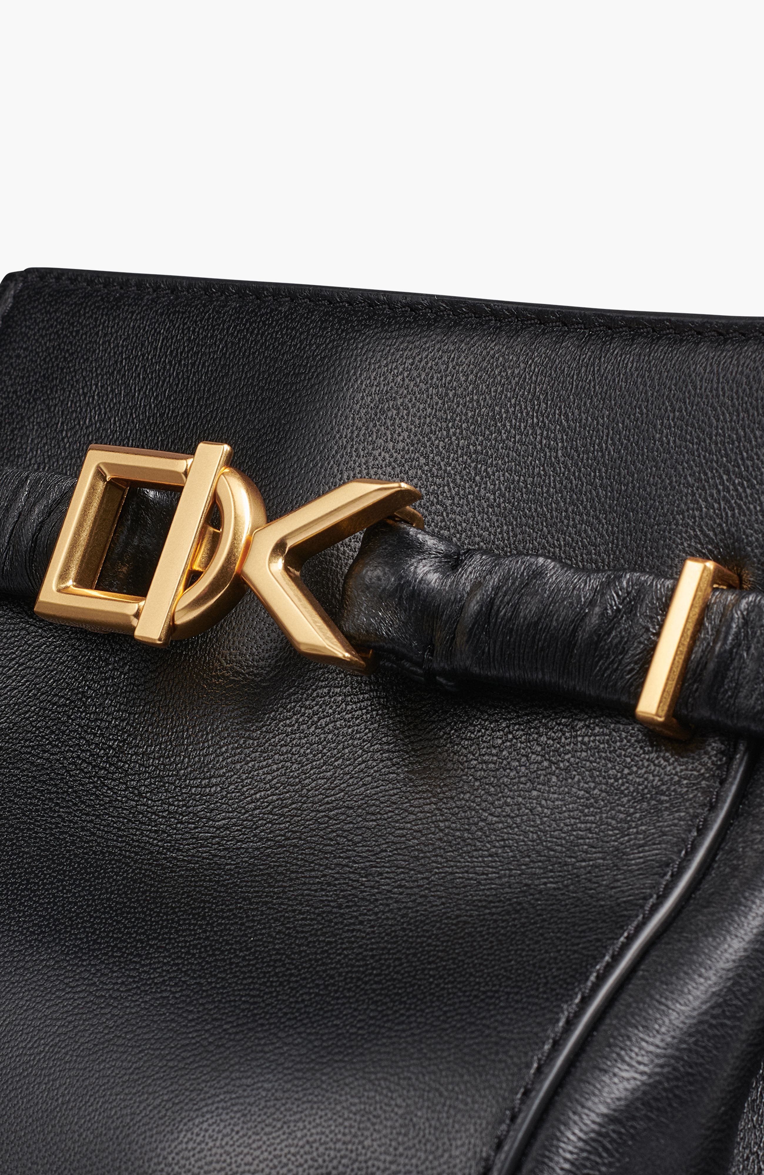 Donna Karan New York Gingham Crossbody, Alternate, color, Blk/Gold