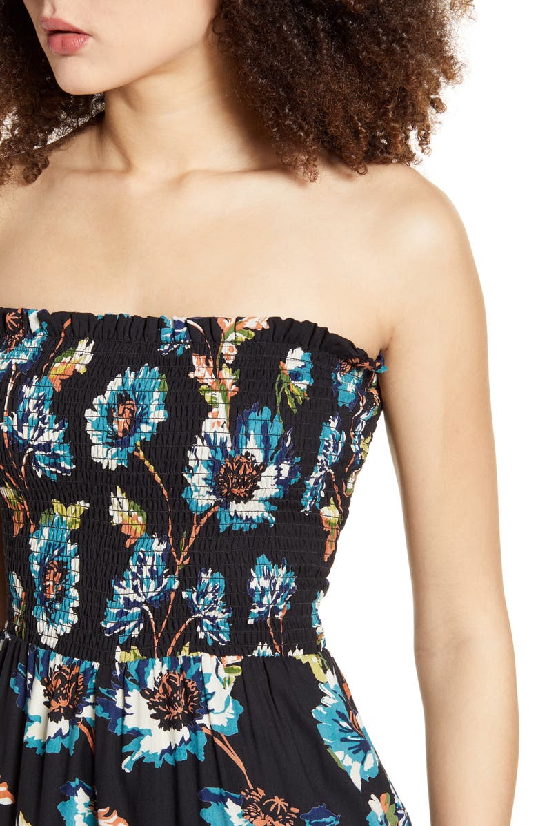 Angie Smocked Strapless Jumpsuit, Alternate, color, 