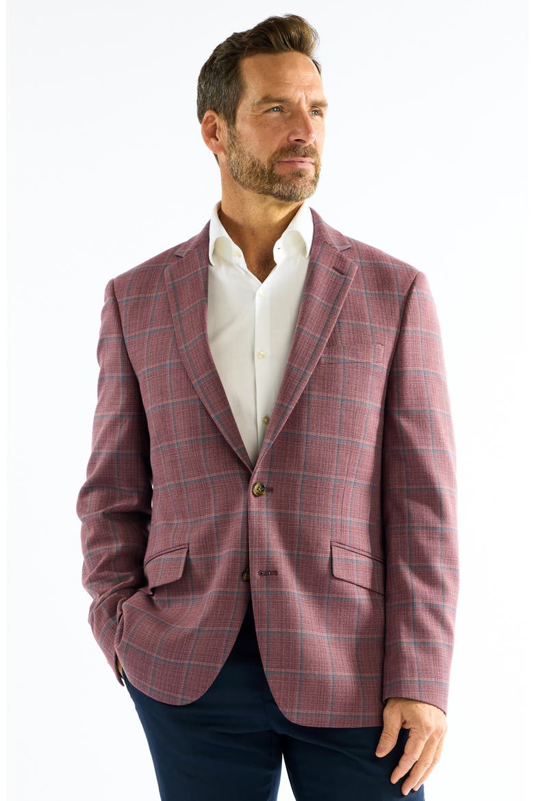 Windowpane Sport Coat, Alternate, color, BERRY