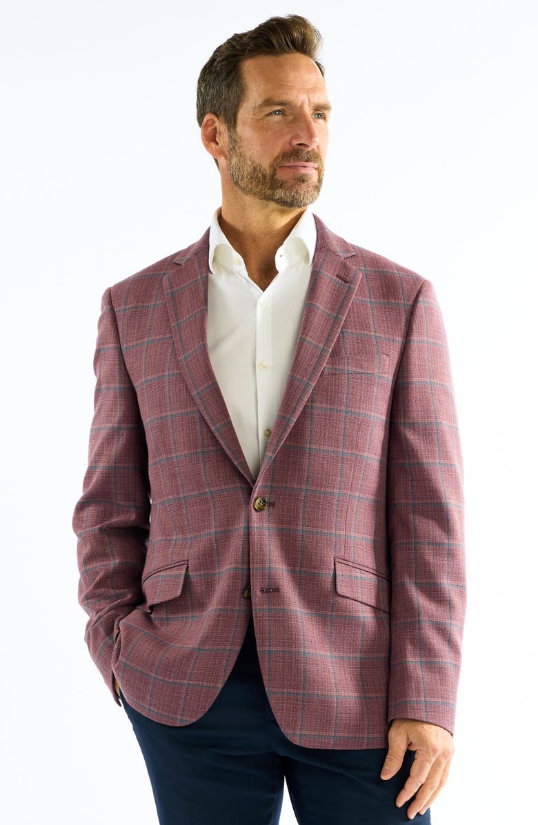 SAVILE ROW CO Windowpane Sport Coat, Alternate, color, Berry