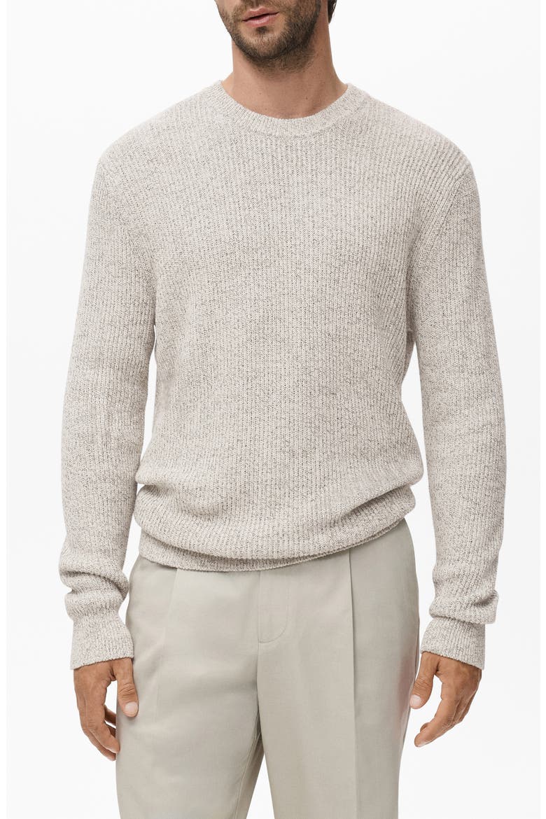 Marled Cotton Crewneck Sweater, Main, color, OFF WHITE