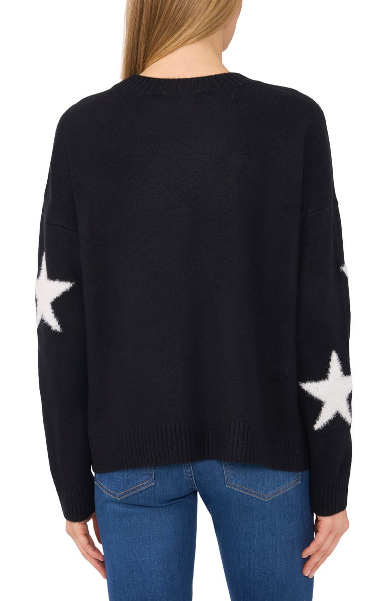 CeCe Eyelash Star Sweater, Alternate, color, Rich Black